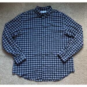 Old Navy Built-In Flex Slim Fit Checked Long Sleeve Shirt Blue/Gray 3XL Tall